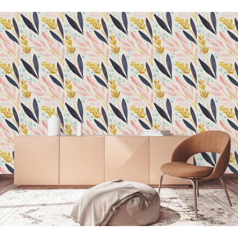 Peel & Stick Floral Tile, 2.08' W x 10.42' L