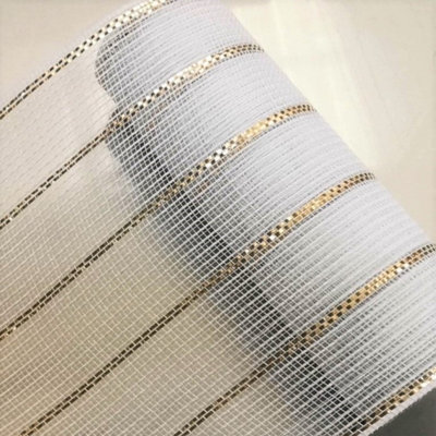 10.5"X10Yds Red With Metallic Gold Stripes Ribbon