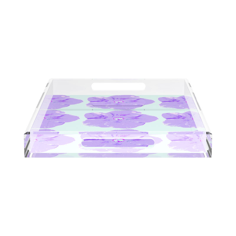 Hibiscus Acrylic Rectangle Decorative Tray, 2" H x 22.5" W x 14.5" D, Wander