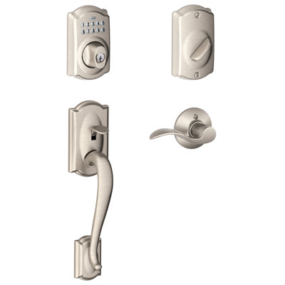 Camelot Handleset with Electronic Deadbolt and Door Lever and Rosette