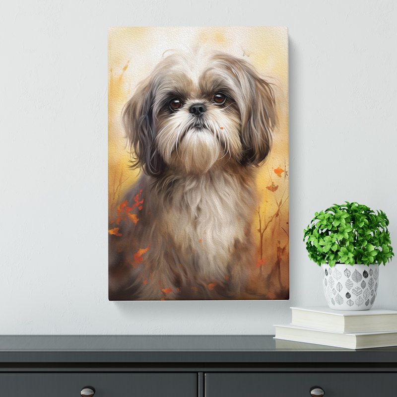 Shih Tzu Tachisme - Wrapped Canvas, 60cm H x 40cm W x 3cm D