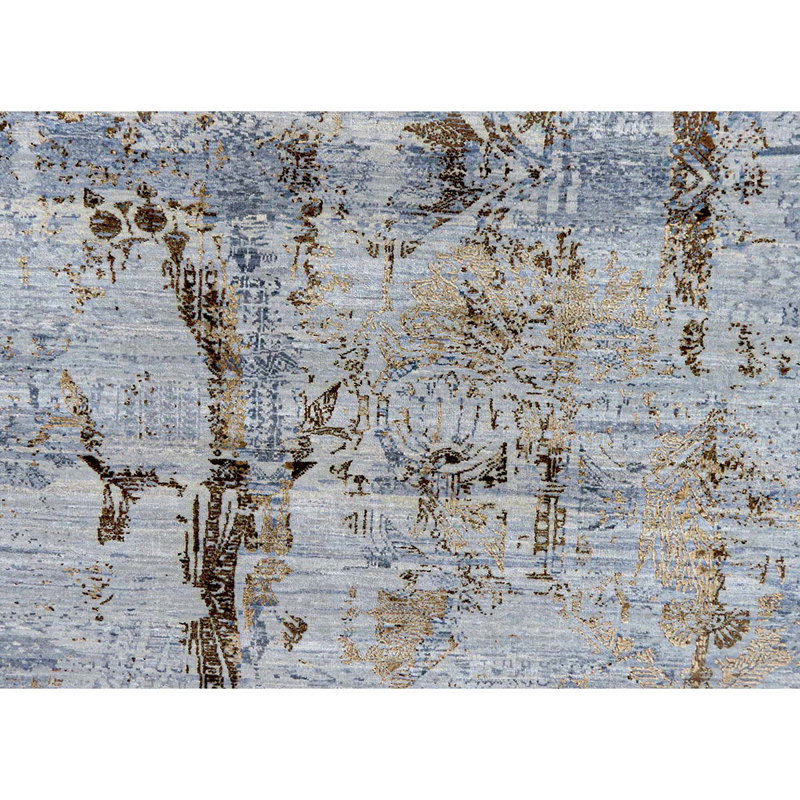Hand Knotted Abstract Area Rug, Rectangle 9' x 12'
