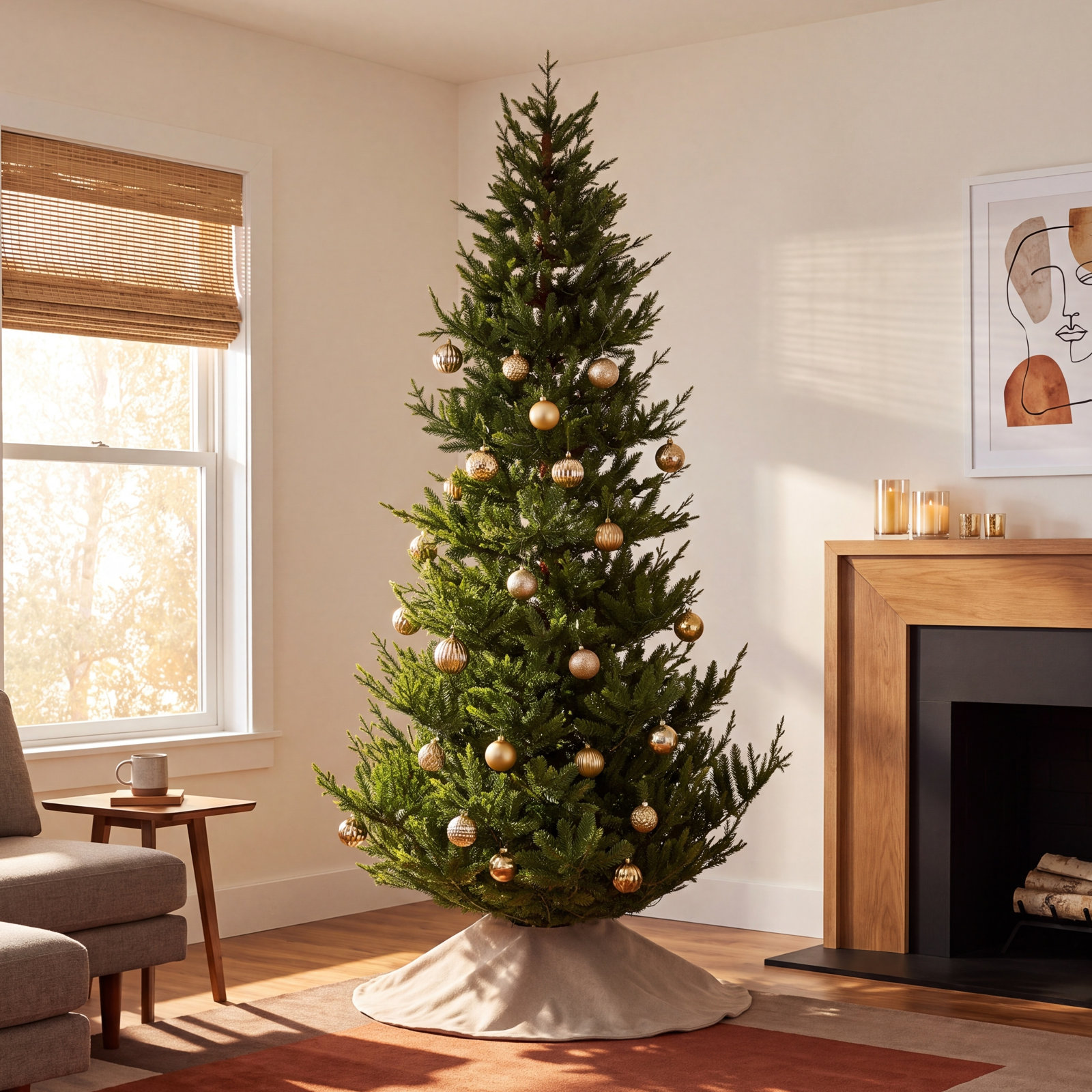 Mcdaniel Slim Flocked Pre-Lit Fir Christmas Tree, 9'