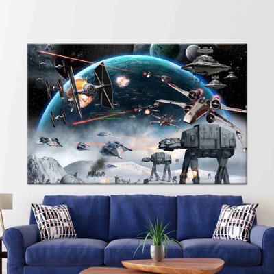 Stunning Star Wars Space Battle Themed 3D Wall Art on Canvas Offering a Unique Cinematic Experience for Home and Office Decor