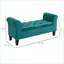 Banc de rangement repose-pieds, accoudoirs roulés vert sauge capitonné - salon / couloir / bout de lit | Bois | Noir