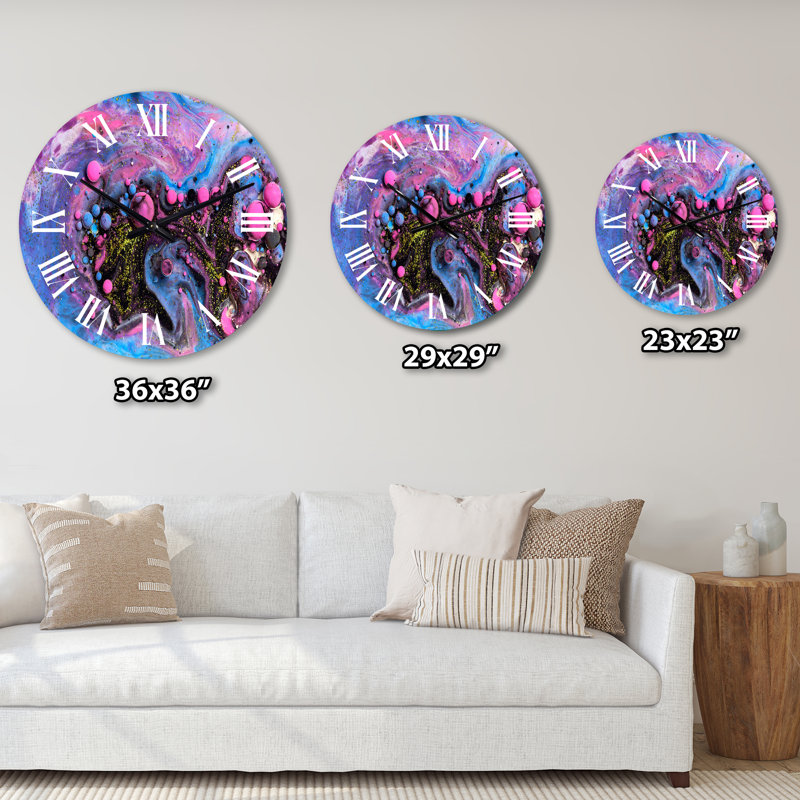 Horloge murale moderne rose et bleue, Grand