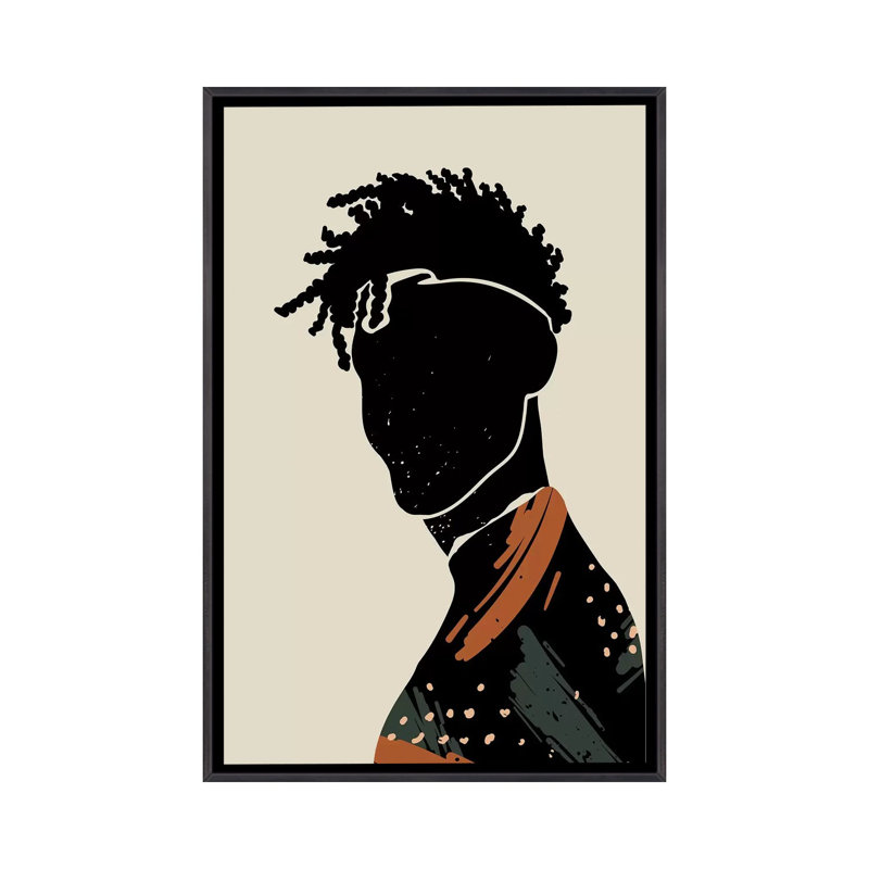 Black Hair II - impression d'art graphique, H 26 po x l 18 po x 1,5 po, Toile avec cadre noir patiné, Pas de tapis