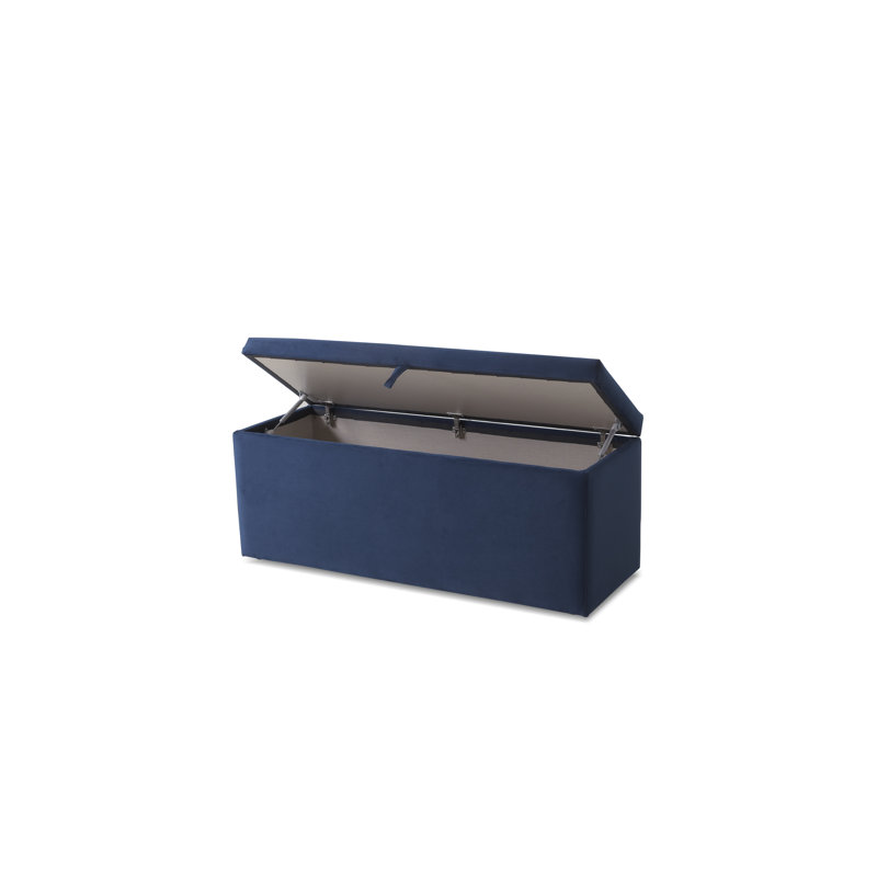 120cm Wide Rectangle Solid Colour Ottoman with Storage, Blue
