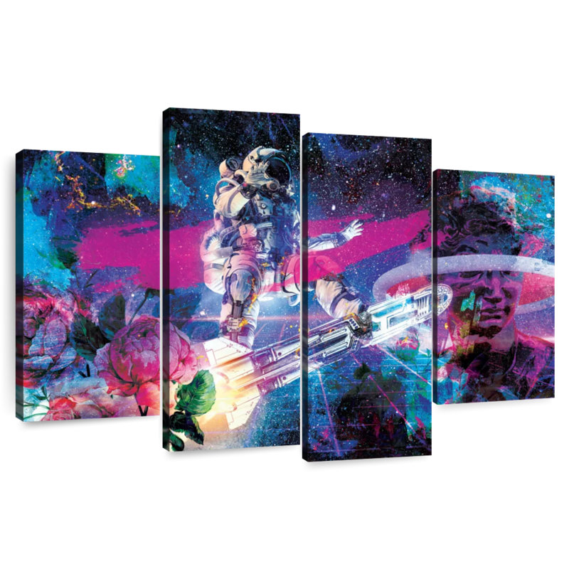 Oberle Astronaut And Peonies, 27" H x 43" W