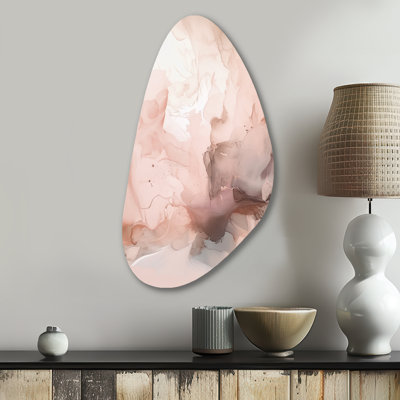 Rose délicat marbre abstrait I - impression de forme irrégulière en marbre sur métal, décoration murale asymétrique moderne en métal