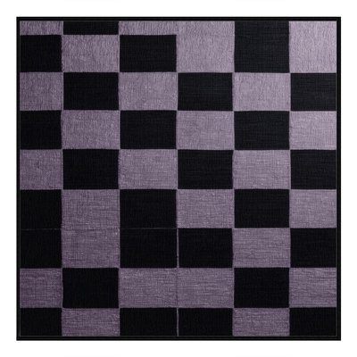 Machine Washable Checkered Gray Area Rug