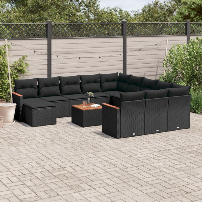  Garden Sofa Set Black, Black, Black