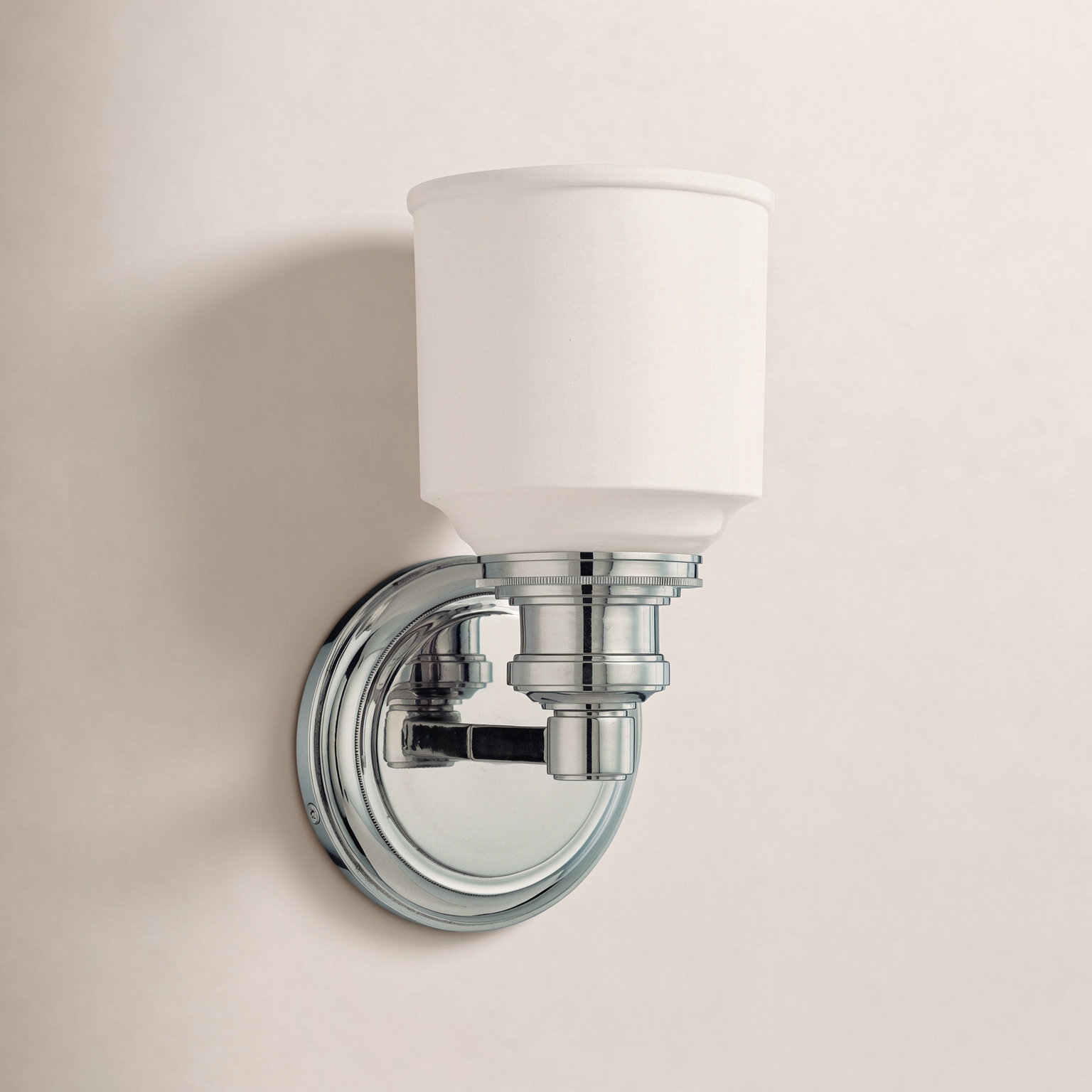 Windham Single Light Glass Dimmable Armed Sconce, Polished Nickel