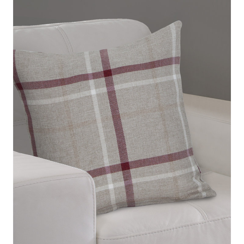 Betria Plaid Square Cushion, Red