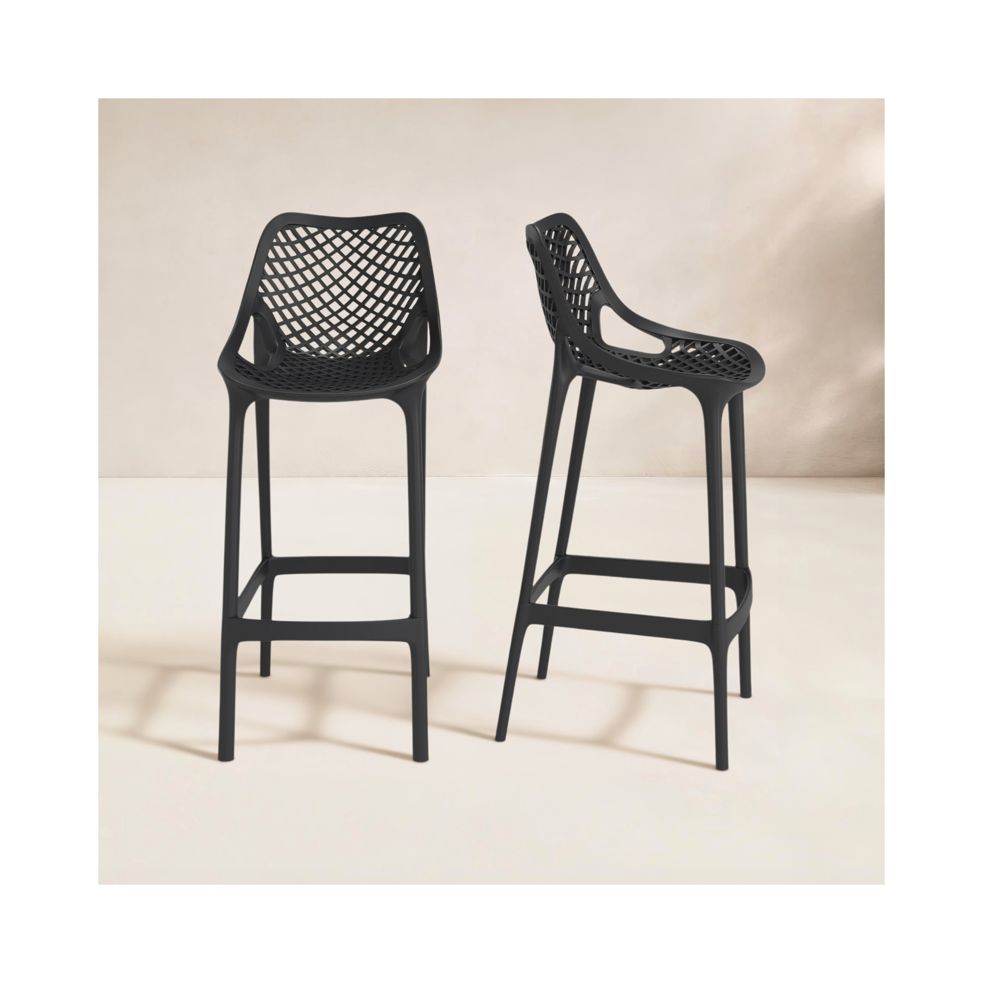 Farrah Patio Bar Stool, Black, 29.5"
