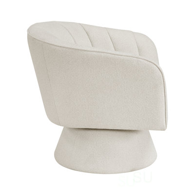Modern Swivel Accent Chair With Boucle Upholstery, Solid Wood Frame, And High-Density Foam For Comfortable Seating