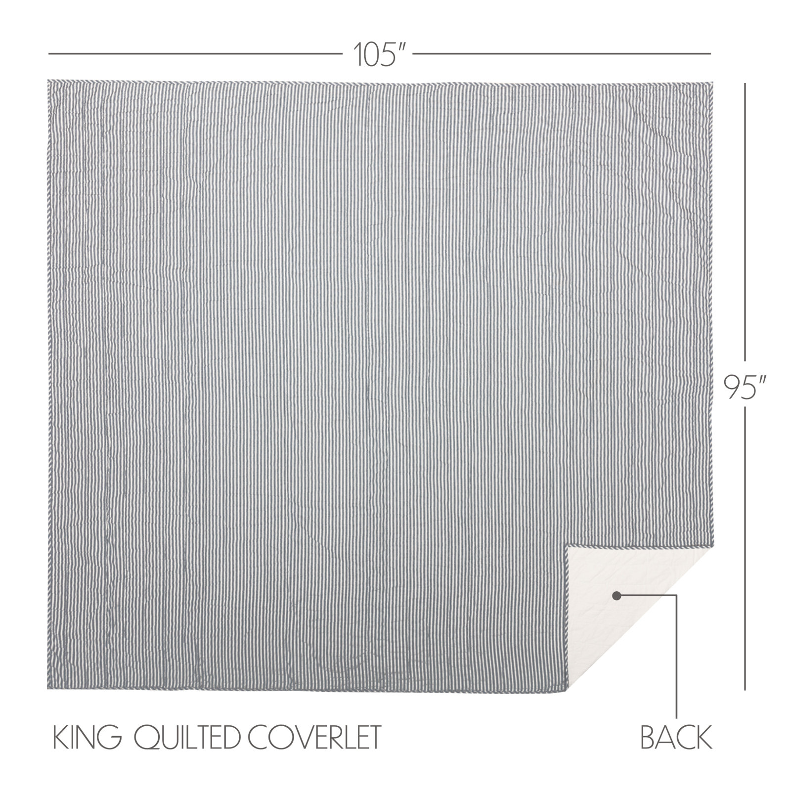 Sawyer Mill Ticking Stripe Quilt Coverlet, King, Demin Blue & Soft White