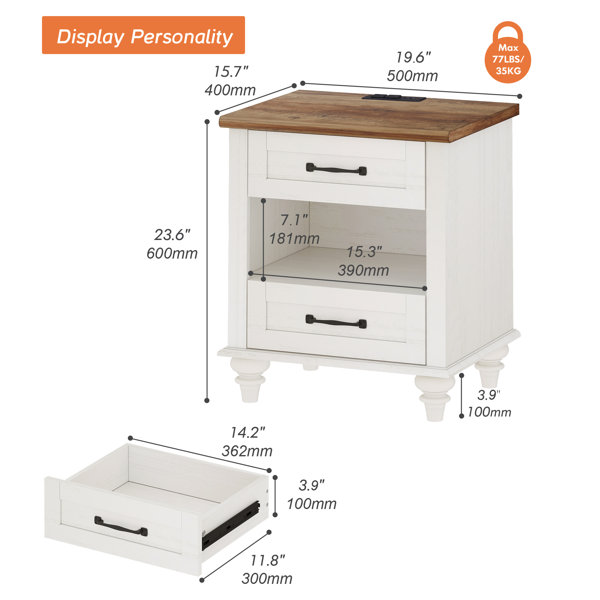 Wade Logan® Arzoi 2 - Drawer Nightstand & Reviews | Wayfair