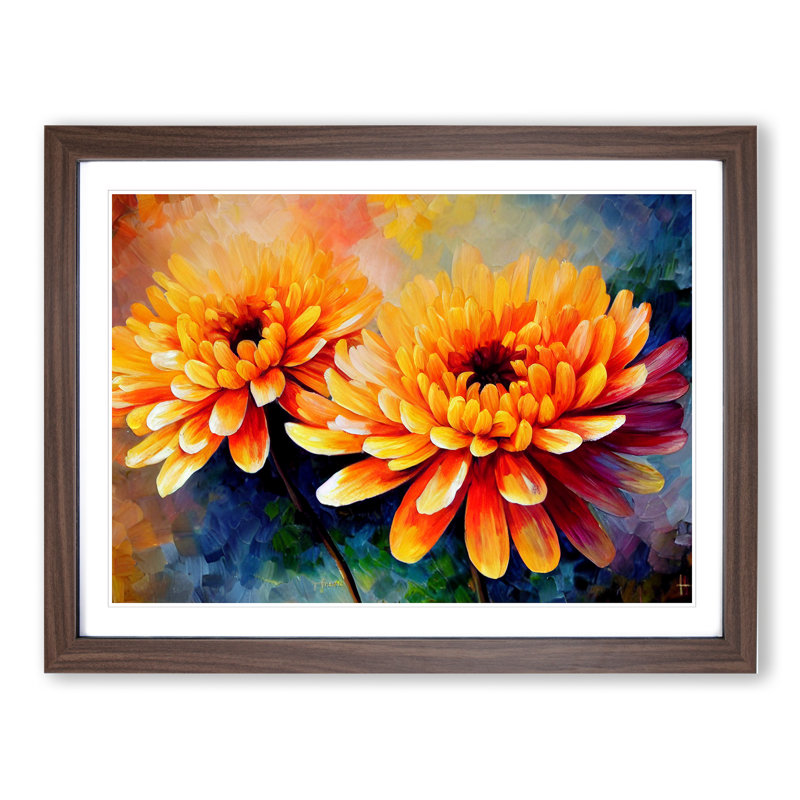 Chrysanthemum Flowers Vol.4 - Framed Print, 34cm H x 46cm W x 2cm D, Walnut Framed