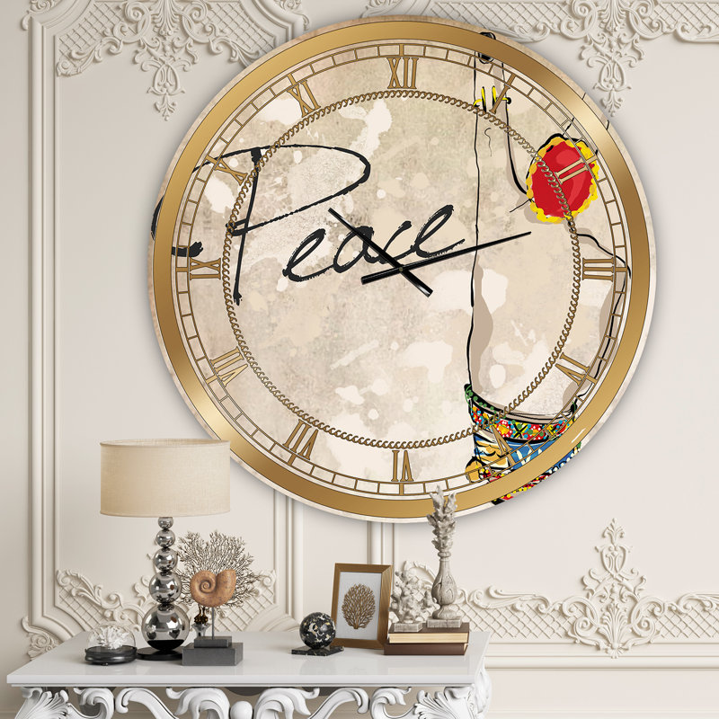 Horloge murale Gipsy Hippy Hand Peace, Moyen