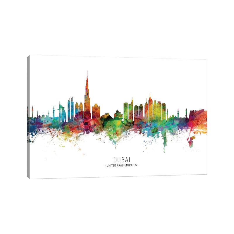 Dubai Skyline by Michael Tompsett - Wrapped Canvas Print, 20.32 cm H x 30.48 cm W