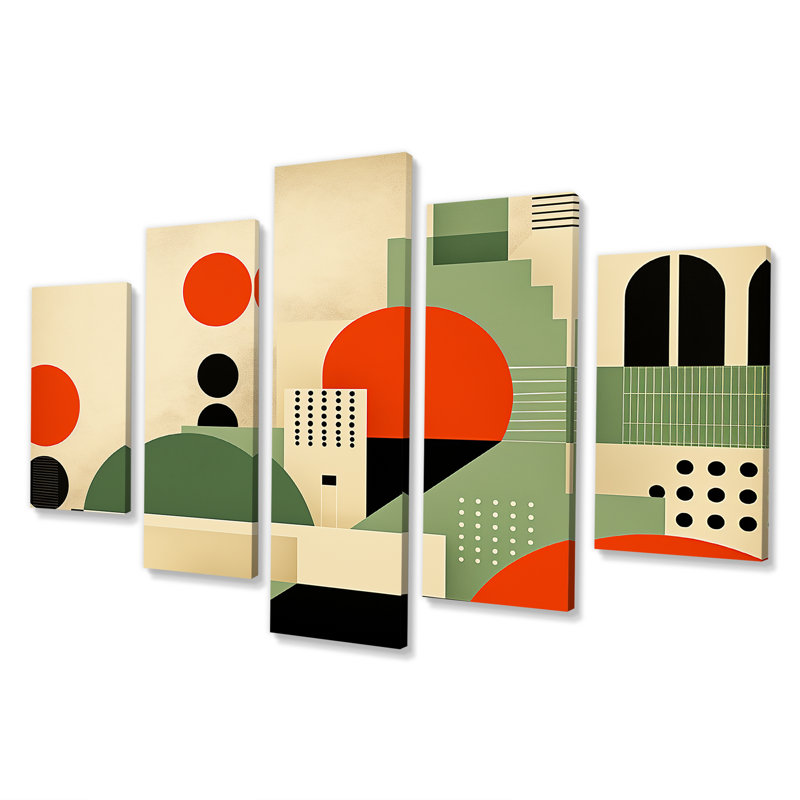 «Transcendent City Shapes Collages», art mural multi-panneaux abstraits