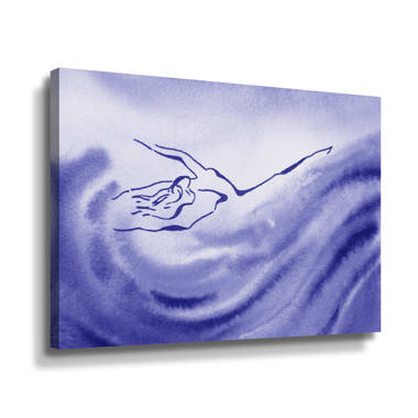 Red Barrel Studio® Abstract Water Dancing Woman Purple Blue Watercolor  VeryPeriDesign IV On Canvas Painting