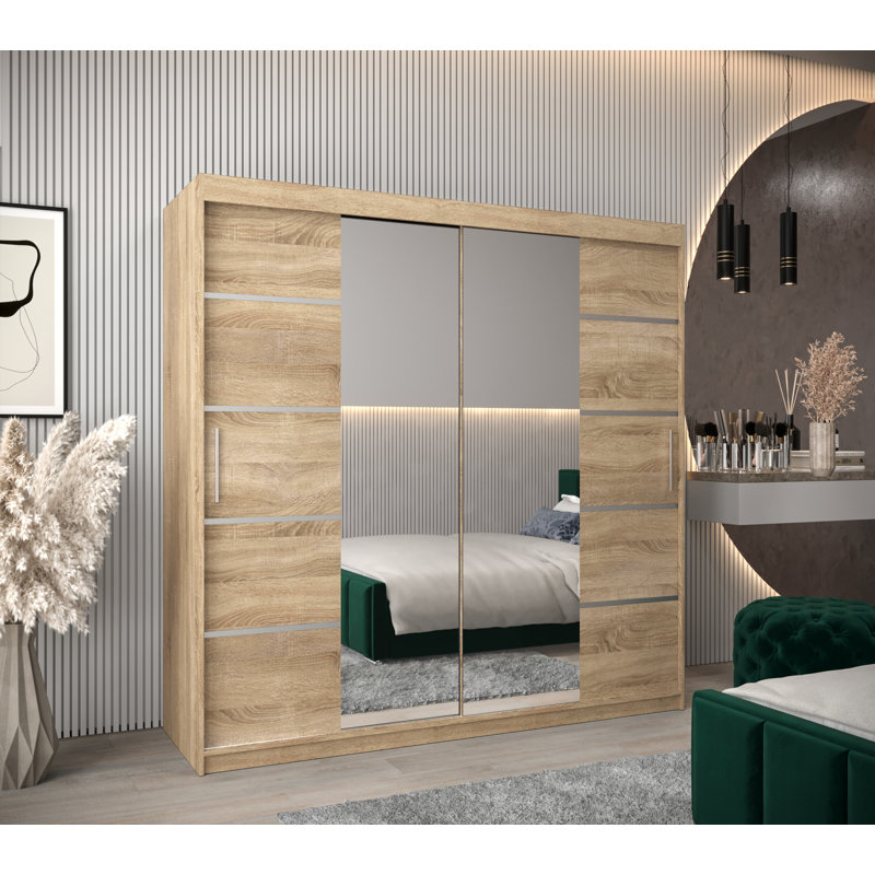 Lyllie 2 Door Manufactured Wood Wardrobe, Oak Sonoma