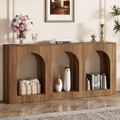 70.9" Arched Console Table, Wood Entryway Table with Storage