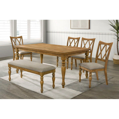Banc de salle à manger avec coussin en chêne naturel antique