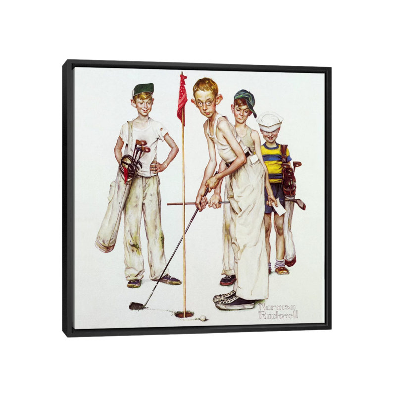 «Missed (Four Sporting Boy: Golf)», reproduction d'art sur toile, H 18 po x l 18 po x P 1,5 po, Toile avec cadre noir