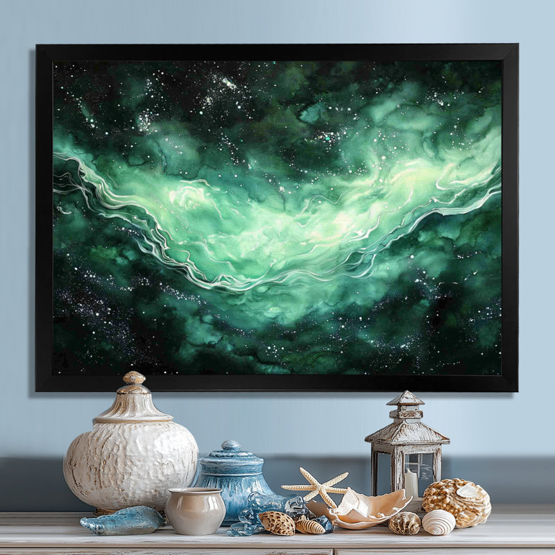 Mystique cascade d'aura boréale - Décoration murale plage et océan, H 12 po x l 20 po, Noir