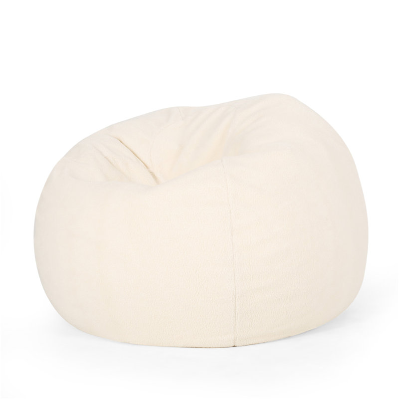 Kavel 3 Foot Rounded Bean Bag, Cream, Cream Fabric