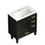Meuble-lavabo noir 30 po. Armoire de rangement abondante - 1 porte à fermeture douce et 3 tiroirs-750044827