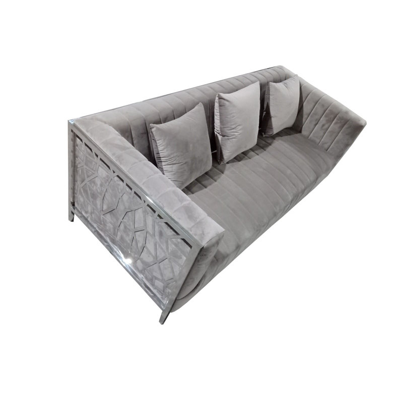 Canapé en velours à accoudoirs larges de 81 po Velvet, gris