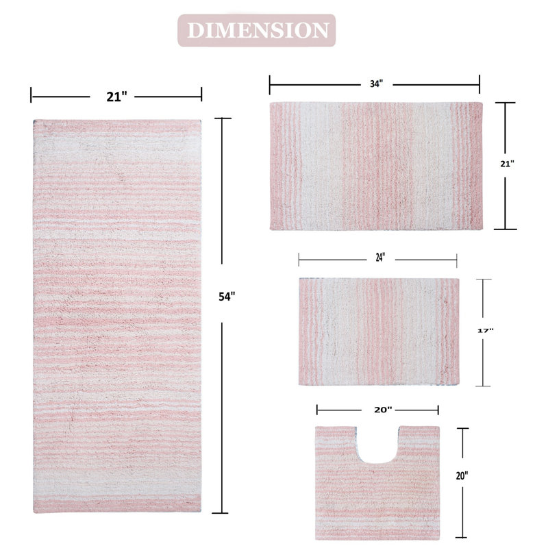 Alamanno 4 Piece Bath Rug Set, Pink