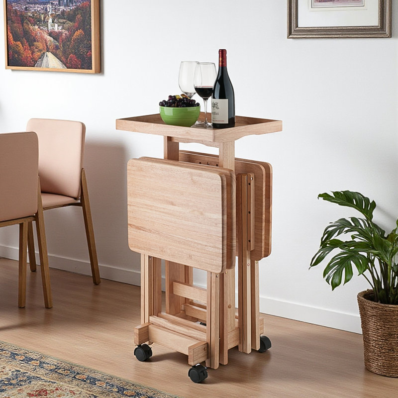 Ensemble de tables à collation 6 pièces en bois au fini naturel Turner, H 25,96 po x L 18,93 po x P 15,7 po, Marron clair