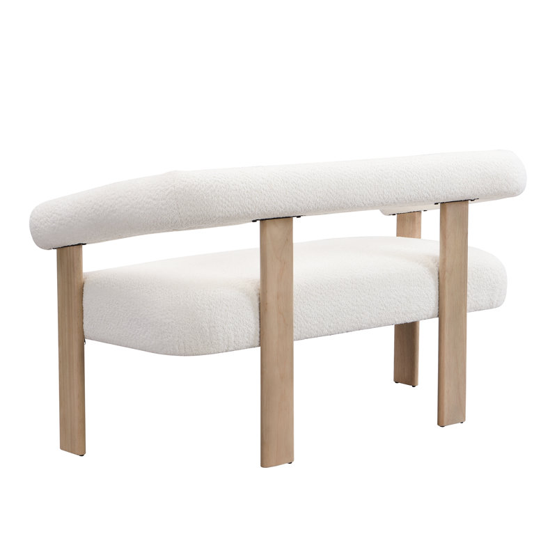 Causeuse ronde avec accoudoirs (beige et naturel)