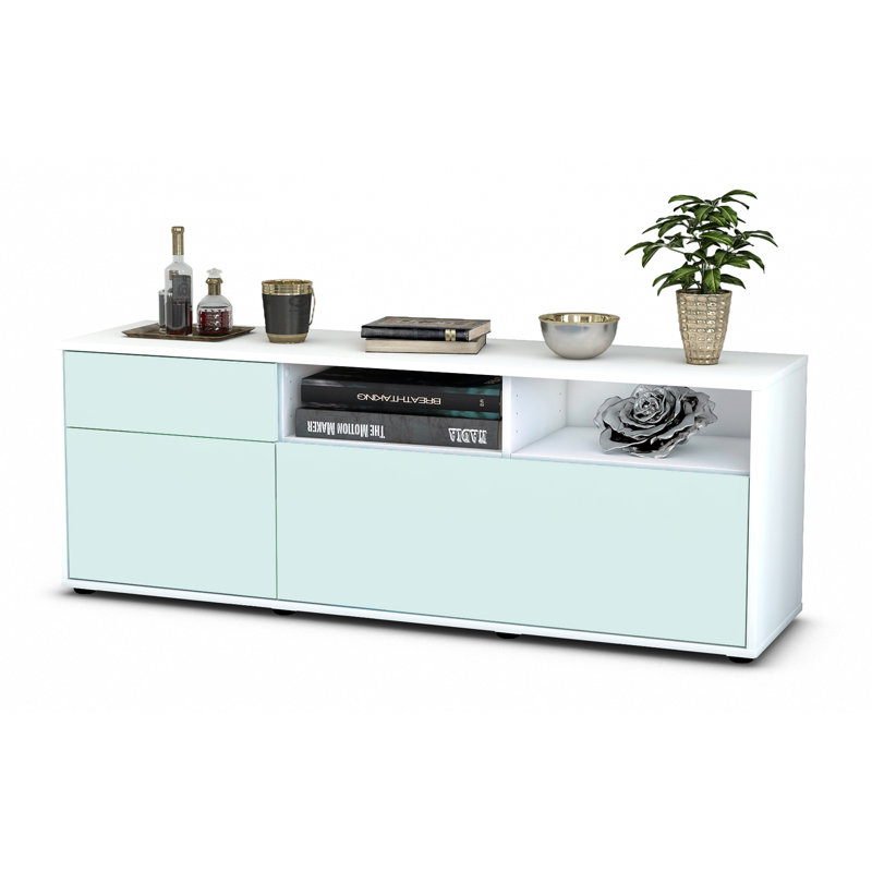 Wycoff Unfinished TV Stand for TVs up to 60", Light Blue / Matte White