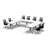 Rectangle 8 Person Flip Top 72'' L Modular Training Table and Chair Set with Casters and Modesty Panel and Cable Management