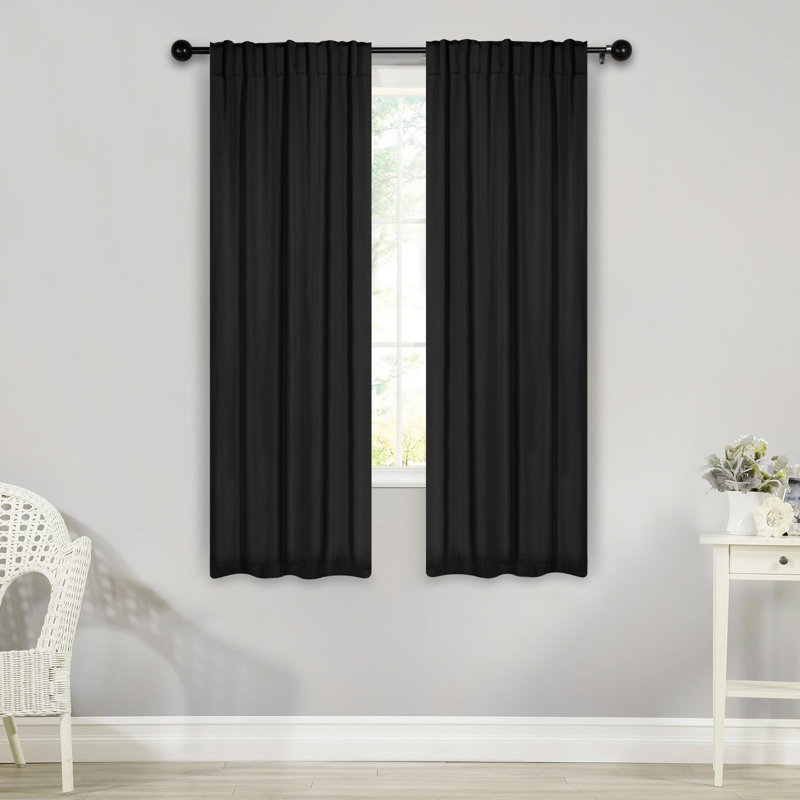 Rideaux obscurcissant et passe-tringle Levatt Classic, Noir, L 26 po x L 63 po