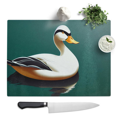 Artistic Duck  Glass Chopping Board