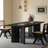 Black Solid Wood       Slab Dining Set-105274362