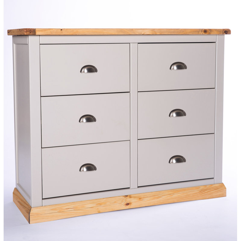 Jamison 110cm W 6 - Drawer Chest of Drawers, Grey/Wood, Chrome