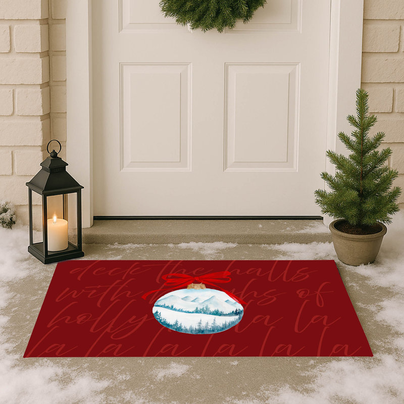 Tapis d'extérieur Deck the halls, Rouge, L 17 po x L 24 po