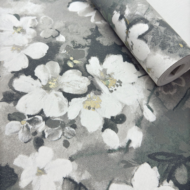  Papier peint floral Sukha, Gris
