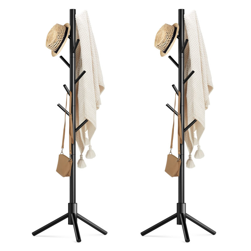 Lathaniel Freestanding 8 - Hook Coat Rack, Black