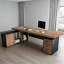 Brown L-Shaped Solid Wood with 3 drawers Executive Desk