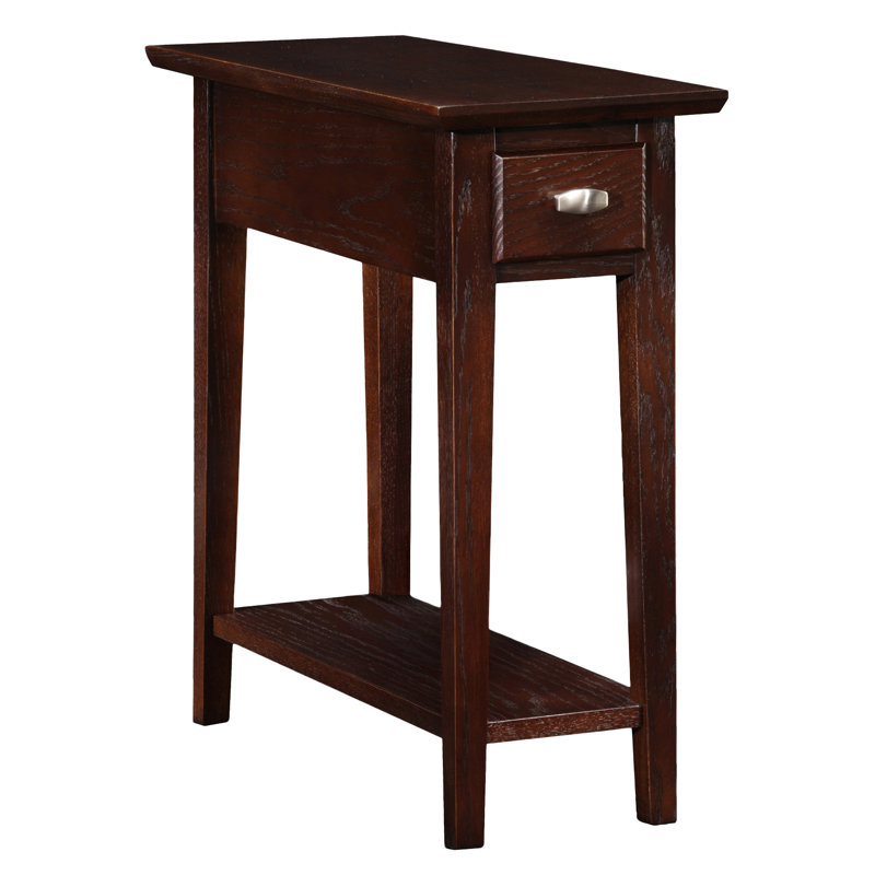 Solid + Manufactured Wood Narrow Chairside Table, Chocolate Cherry