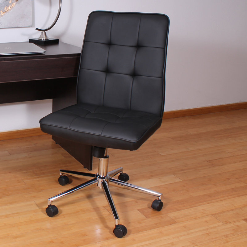 ErgoFlex Black CaressoftPlus Armless Task Chair with Swivel Base